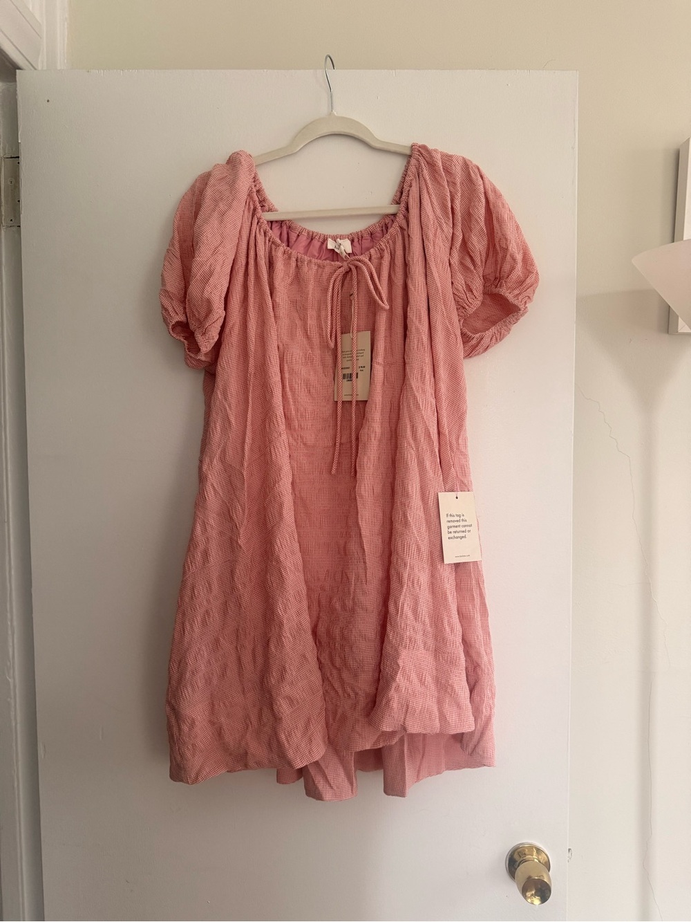 bohme Pink Textured Puff-Sleeve Mini Dress